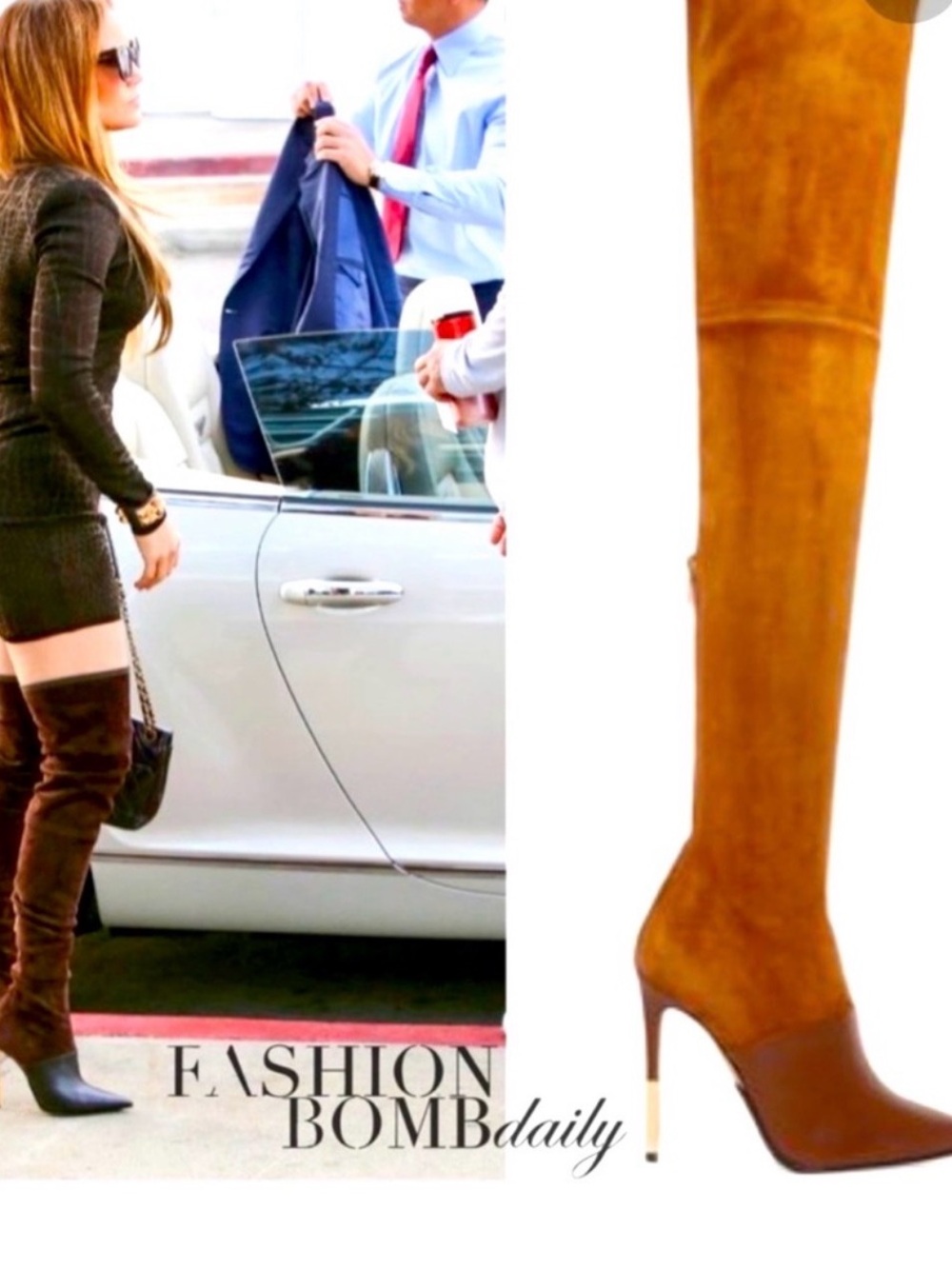 Balmain Amazone Brown Over-the-Knee Suede Stiletto Boots38/8 NWT!